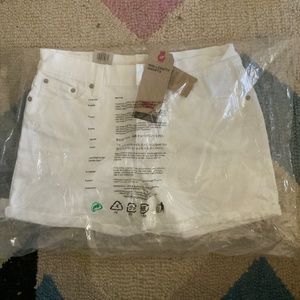 Levis Mid Length White Shorts